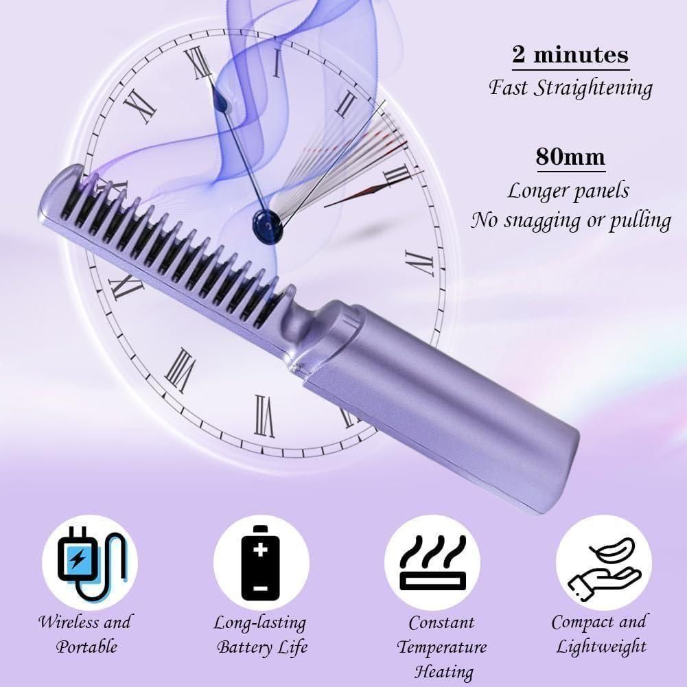 2-in-1 Rechargeable Hair Straightener Comb