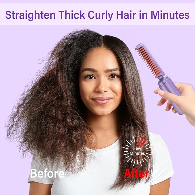 2-in-1 Rechargeable Hair Straightener Comb